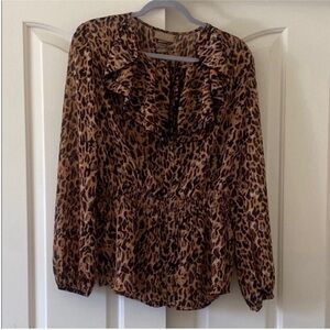 Miss Tina Brown Leopard Print Blouse. Size XL